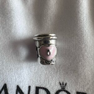 Pandora Silver Coffee Cup Charm with Pink Heart